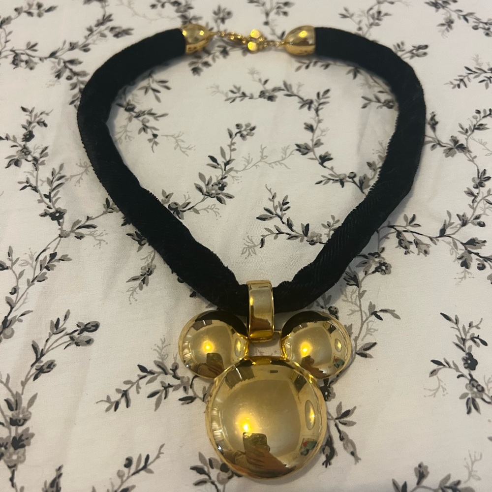 Disney Vintage Napier Mickey Velour Necklace